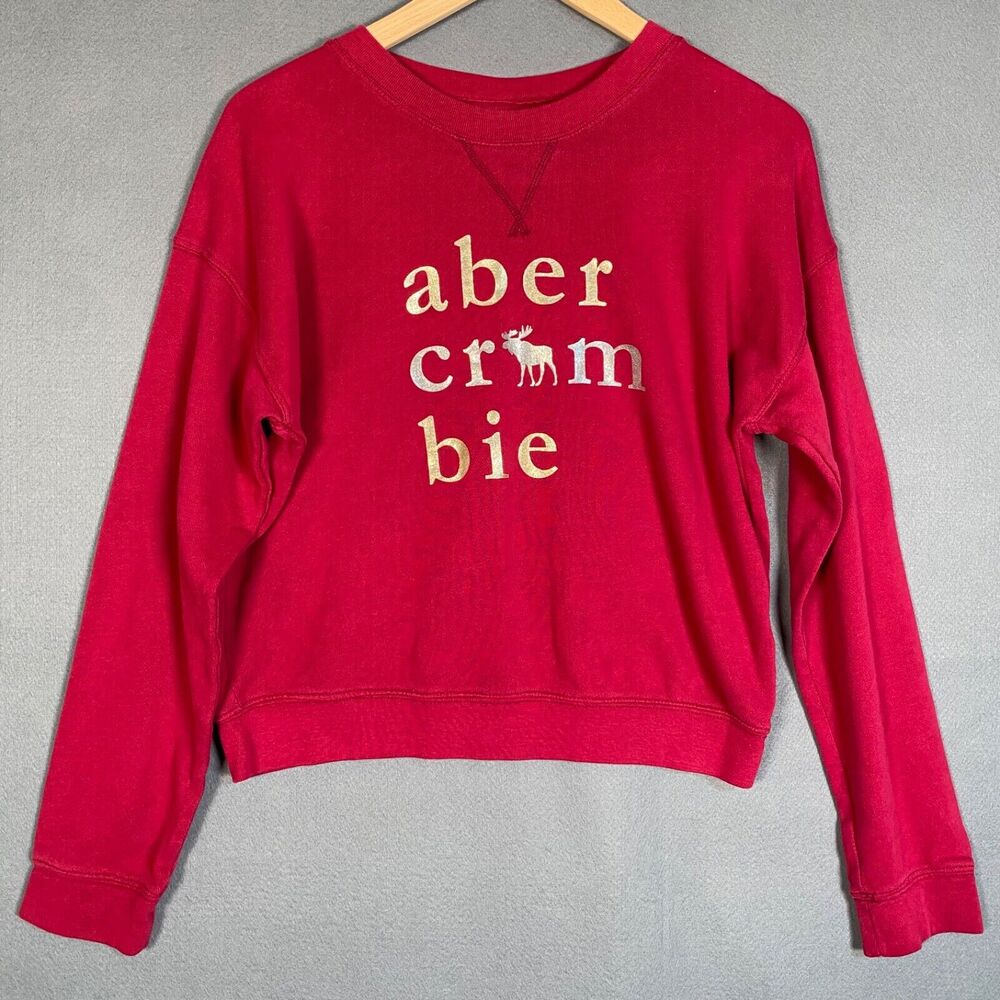 Y2K Abercrombie Kids Girls Sweatshirt‎ Size XL Spellout Logo Moose Pullover